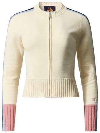 Perfect Moment Neutral Striped Ribbed Knit Trekking Cardigan