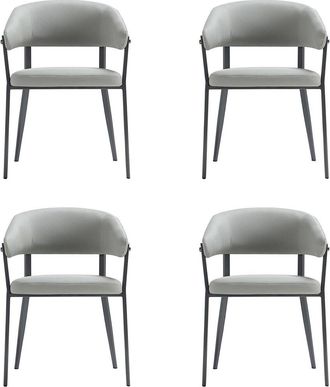 Manhattan Comfort Set Of 4 Belle Textured Leatherette Dining Chairs With Metal Legs