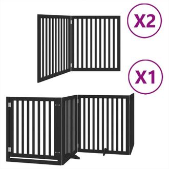 vidaXL Puerta De Perros Plegable 8 Paneles Madera &Aacute;lamo Negra 640 Cm Vidaxl