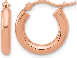 Diamond2Deal 14K Rose Gold 3mm Polished Fancy Hoop Earrings