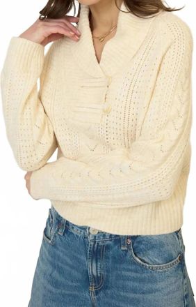 Citizens Of Humanity Rayna Shawl Collar Pointelle Cable Pullover In Beige