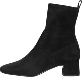 Unisa Schoenen, Dames, Zwart, 37 EU, Su&egrave;de, Zwarte Su&egrave;de Enkellaarsjes met Stiksels