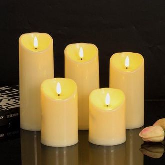 OEM Velas, 5 Unidades, Vela Exterior Impermeable Luz Led, Inal&aacute;mbrica Segura, 7,510-12,5-15-17,5-20 Cm, Vela Led Intermitente, Pl&aacute;stico (sin Pilas)