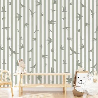 99deco Papel pintado panor&aacute;mico - 3 tiras: 144x270cm - verde