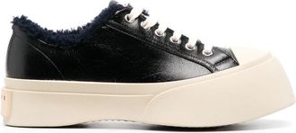 Marni almond-toe lace-up sneakers - women - Sheep Skin/Shearling/Rubber/Bovine Leather (top grain)/Fabric - 38 - Black