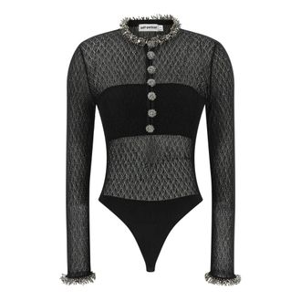 Self Portrait Body de punto calado con adornos - Tops - Mujer - Negro - XS