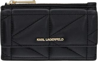 Karl Lagerfeld K/Kuilt Ritssluiting Kaarthouder met Klep - Dames - Portefeuilles - Zwart - ONE Size - Leer - Accessoires