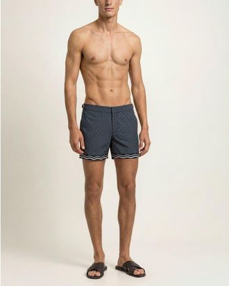 Orlebar Brown Setter Shorter Length Printed Swim Shorts in Ocra in Night Iris at Nordstrom, Size 28