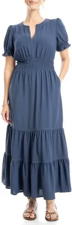 Max Studio Tiered Crepe Maxi Dress in Heather Indigo at Nordstrom Rack, Size X-Small