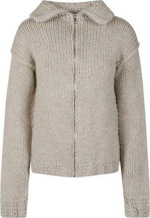 Prada C&aacute;rdigan de Lana con Cremallera - Knitwear - Mujer - Beige - S