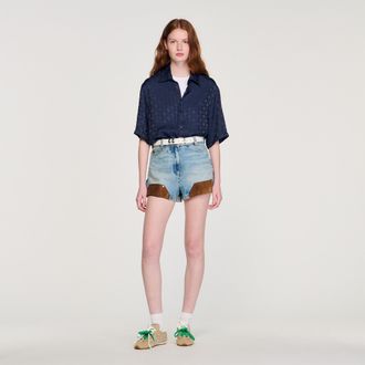 Sandro Square Cross loose-fit shirt