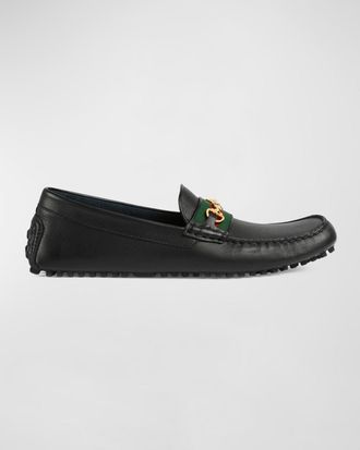 Gucci Mens Ayrton GG-Bit Leather Drivers