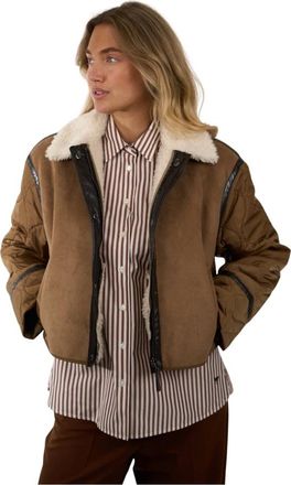 Max Mara Jassen, Dames, Bruin, M, Polyester, Korte Gewatteerde Jas