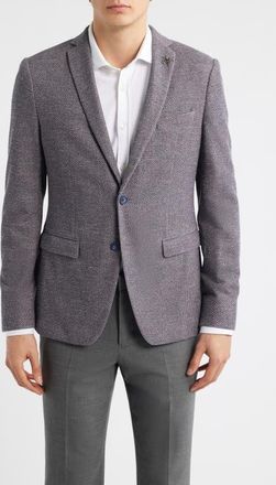 John Varvatos Varick Slim Fit Knit Herringbone Sport Coat in Navy/Burgundy at Nordstrom, Size 38 Regular