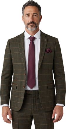 PAUL ANDREW Herenblazer van groene tweed met visgraatmotief en formeel ruitpatroon - Harris