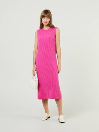 Allude Geripptes Cashmere-Kleid Pink