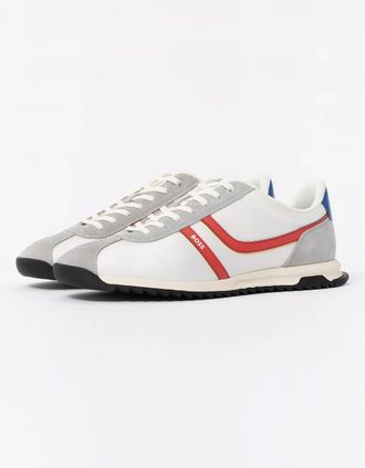 HUGO BOSS Mens BOSS Orange Zayn Mens Low-Top Trainers with Faux-Leather Trims - Open White 126 - Size: 11