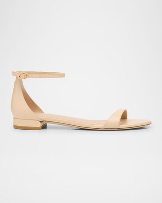 Stuart Weitzman Nudist Leather Ankle-Strap Sandals