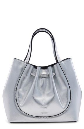 Behno Mini Katrina Metallic Leather Crossbody Tote in Silver at Nordstrom