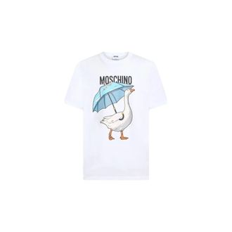 Moschino Goose Cotton Jersey T-Shirt - male - Moschino - T-Shirts - White - 2XL - Tops