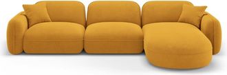 CXL by Christian Lacroix Sofá esquinero modular derecho 4 plazas de terciopelo mostaza