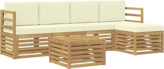 vidaXL Conjunto De Sof&aacute;s De Exterior 6 Uds. Blanco Y Crema Poli&eacute;ster Vidaxl