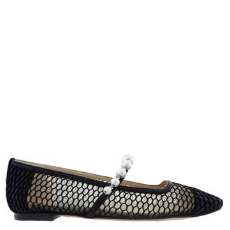 Jimmy Choo London Womens Ade Flat Black/Black Ballerina Flats, Brand Size 34.5 ( US Size 4.5 )