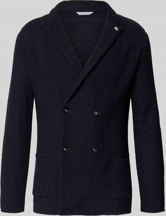 Manuel Ritz Slim Fit Stricksakko mit Reverskragen in Marine, Gr&ouml;&szlig;e L