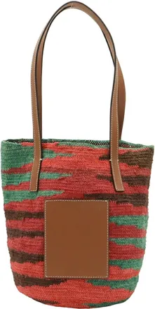 Loewe Brown Green Pink Purple Leather Basket Tote Bag (Pre-Owned)