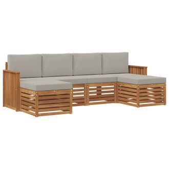 vidaXL Juegos De Sof&aacute;s Con Coj&iacute;n 6 Pcs Gris Natural Y Claro Vidaxl