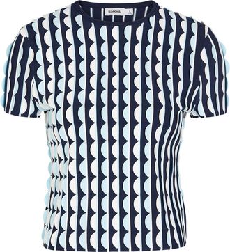 Jonathan Simkhai Kendra Scalloped Knit T-shirt - Blue - S (UK8-10 / S)