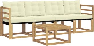 vidaXL Conjunto De Sof&aacute;s De Exterior 5 Uds. Blanco Y Crema Vidaxl