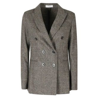 Circolo 1901 Blazer de lujo cruzado en tweed de espiga - Jackets - Mujer - Marr&oacute;n - XS