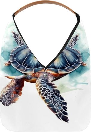 Generic Sea Turtle Reusable Lightweight Grocery Bags - Foldable Into Compact Pouch, Washable & Sturdy, Multipurpose for Shopping and Travel