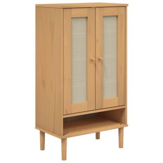 vidaXL Zapatero Senja Aspecto Rat&aacute;n Madera Maciza Marr&oacute;n 59,5x35x107cm Vidaxl