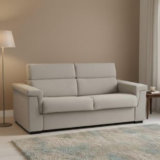 Dmora Sof&aacute; Cama 3 Plazas Benedetto, Desenfundable, Con Almacenaje Hecho En Italia, Lavable, 225x95 Cm Beige