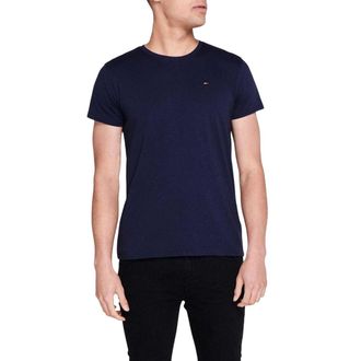 Tommy Jeans Heren Geborduurd Logo Los T-shirt (Marine)