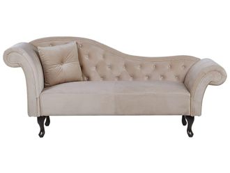Beliani Chaise longue izquierdo Terciopelo Beige