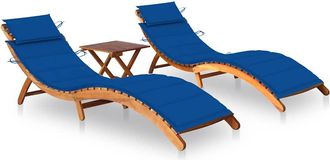 vidaXL Tumbonas Con Mesa Y Cojines 2 Uds Madera Maciza De Acacia Vidaxl