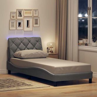vidaXL Vidaxl - Estructura Cama Con Led Sin Colch&oacute;n Tela Gris Claro 90x190 Cm