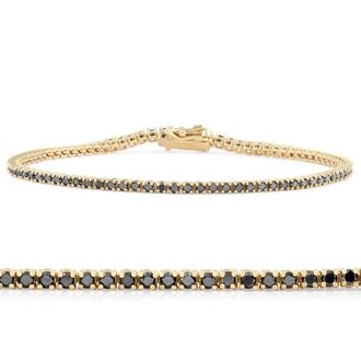 Pompeii3 1 3/4 Ct TW Black Diamond Tennis Bracelet 14k Yellow Gold 7