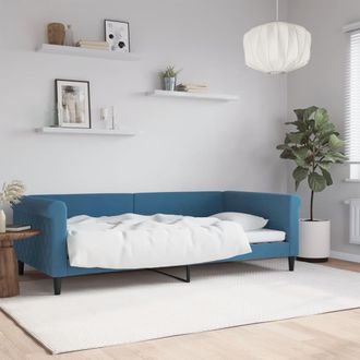 vidaXL Sof&aacute; Cama Sin Colch&oacute;n Terciopelo Azul 100x200 Cm Vidaxl