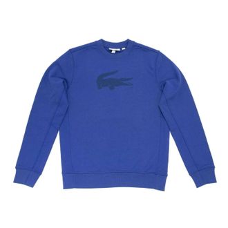 Lacoste Mens Cotton Croc Graphic Crew Neck Sweatshirt In Electric