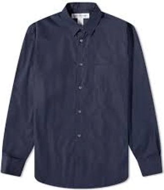 Comme Des Gar&ccedil;ons Navy Overhemd met Lange Mouwen en Borstzak - Heren - Casual Overhemden - Blauw - M - Katoen - Overhemden