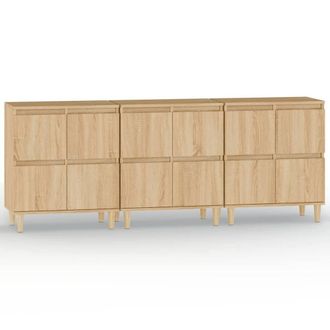Berkfield Home Sideboards 3 pcs Sonoma Oak 60x35x70 cm Engineered Wood in Brown | Size: 60 x 35 x 70 cm