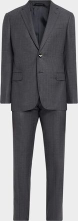 Giorgio Armani Men & apos;s Wool Herringbone Single-Breasted Suit