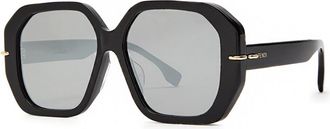 Fendi Fendi Selleria Oversized Hexagon-frame Sunglasses - Black - One Size