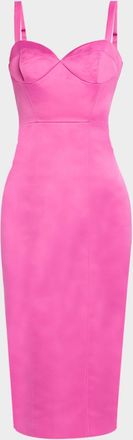 Toccin Solene Bustier Sculpted Satin Midi Dress