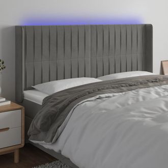 vidaXL Cabecero Con Led De Terciopelo Gris Claro 163x16x118/128 Cm Vidaxl