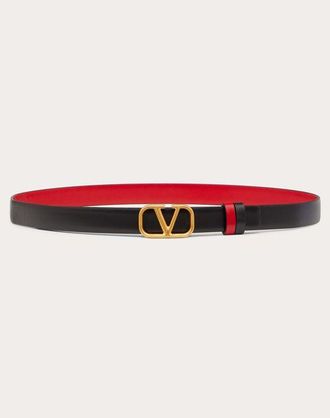 Valentino Garavani Reversible Vlogo Signature Belt In Glossy Calfskin 20 Mm Woman BLACK/PURE RED 065